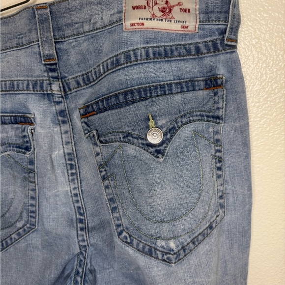 TRUE RELIGION Billy 36 Mid Rise Straight Jeans Light Wash Flap Pockets Men - Picture 3 of 12